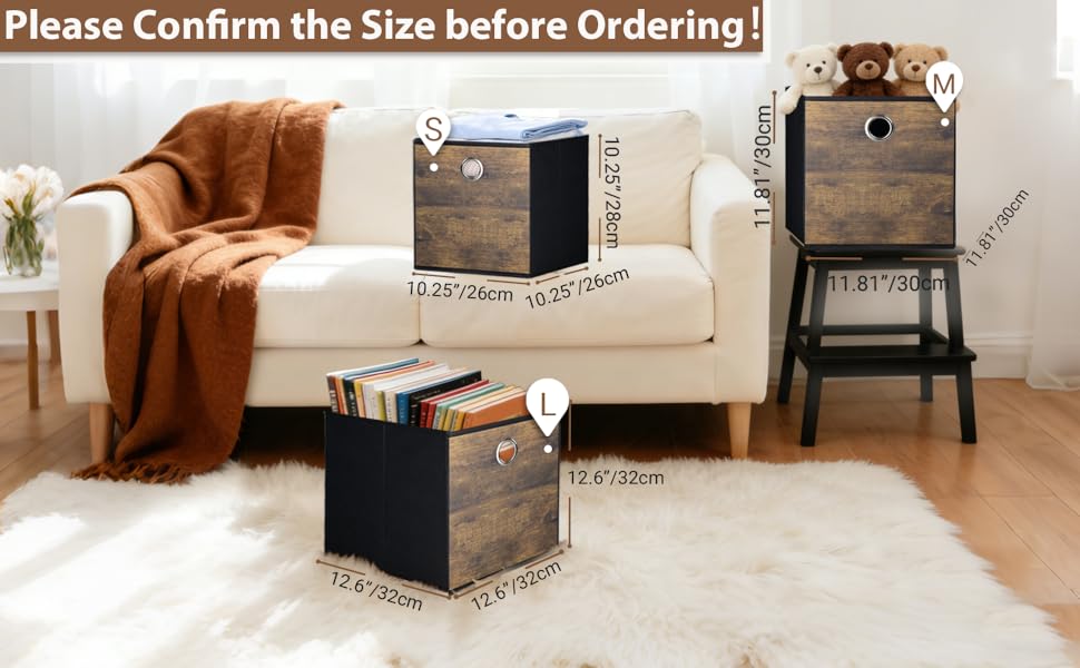 3 sizes of storage baskets meet different storage needs,suitable for different size openings shelves