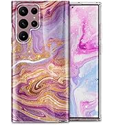 Btscase for Samsung Galaxy S22 Ultra 5G Case, Gold Glitter Bling Marble Hard Back Slim Stylish Sh...