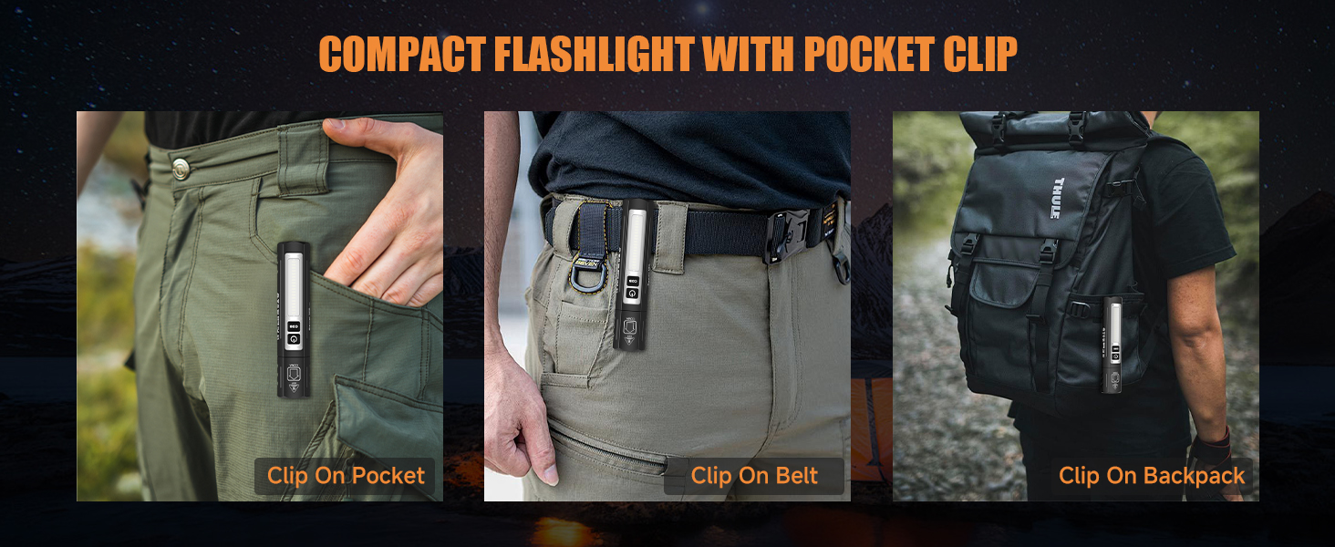 COMPACT FLASHLIGHT WITH POCKET CLIP