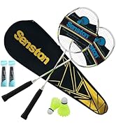 Senston Badminton Rackets Set of 2 Including Badminton Bag, 2 Badminton Shuttlecock, 2 Racquet Gr...