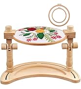 ZOCONE Multifunctional Beech Wood Embroidery Hoop Stand with 2 Pcs 6'' 8'' Embroidery Hoops, Adju...