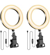2Packs-Ring Light with Tripod Stand,Small Desk Led Circle Lights Clip On Laptop for Video Confere...