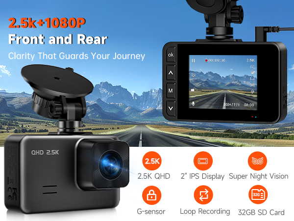 2.5k Dash Cam Front and Rear