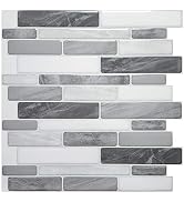 Art3d 10-Sheet Self Adhesive Backsplash, 12 in. x 12in. Grey Marble Design 3D Wall Panels (A17012...