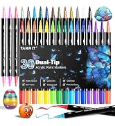 30 Colors Acrylic Paint Pens, Dual Tip Acrylic Paint Markers with Brush Tip and Fine Tip, Acrylic...
