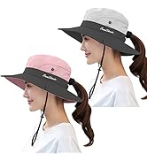 ZEXIAN Women's Sun Hat UV Protection Ponytail Hat for Beach Fishing&Hiking
