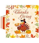 50 Pcs Thanksgiving Paper Napkins 13 x 13 Inches, Fall Turkey Disposable Luncheon Dinner Party Na...