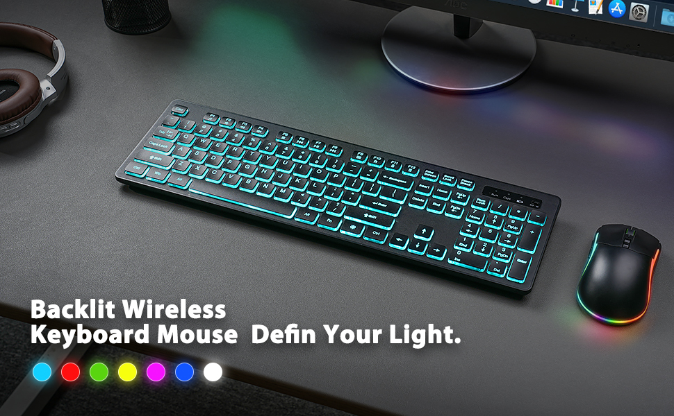 backlit keyboard and mouse