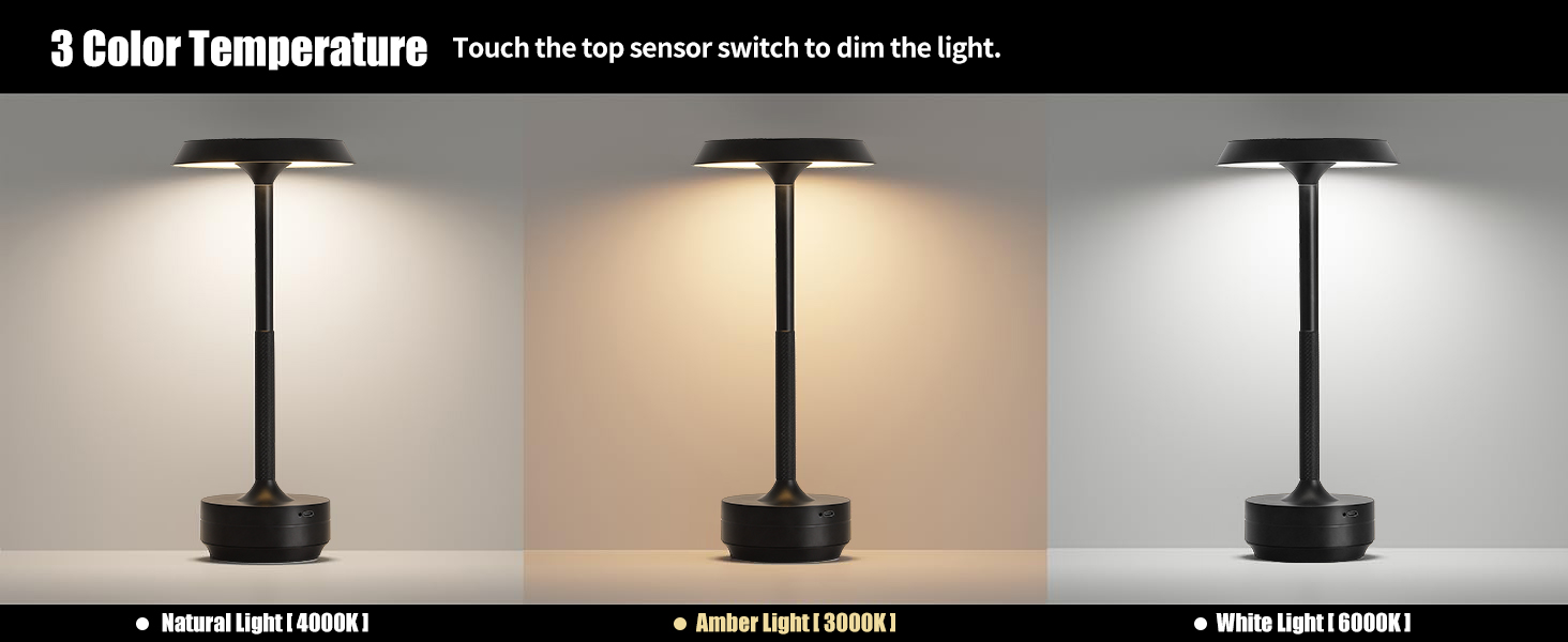 GKKBO Wireless Table Lamp Rechargeable 5000mAh Battery Powered