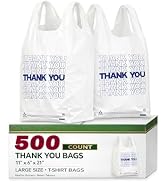 YoYoRain 500 Count Plastic T-Shirt Bags, 11" x 6" x 21", White, Grocery & Take-Out Shopping Bags ...