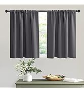 RYB Home Short Curtains Gray Half Window Curtains for Bedroom, Privacy Curtain Tiers for Windows,...