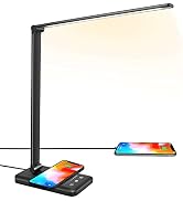 JOSTIC LED Desk Lamp with Wireless Charger, USB Charging Port, Desk Lighting with 10 Brightness, ...