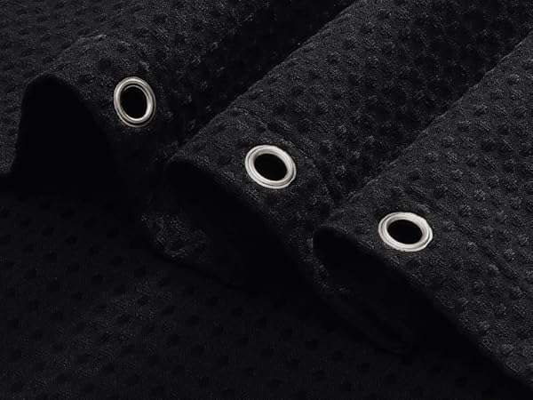 black fabric shower curtain