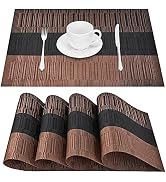 GIVERARE Placemats Set of 4, Heat-Resistant Woven Vinyl Placemat, Non-Slip Washable PVC Table Mat...
