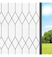 ALIUNI Window Privacy Film Frosted Stained Glass Decorative, UV Heat Blocking Static Cling, Non A...