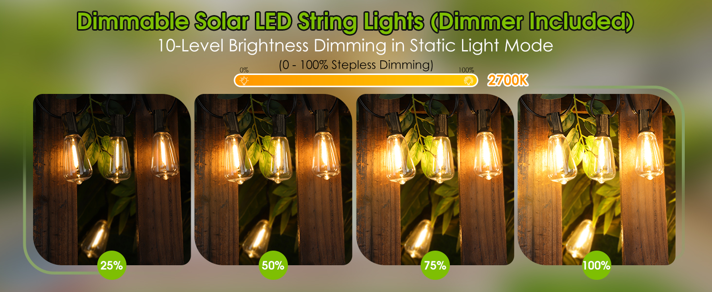 dimmable solar string lights