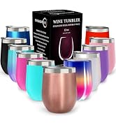CHILLOUT LIFE 12 oz Stainless Steel Wine Tumbler with Lid & Gift Box, Double Wall Vacuum Insulate...