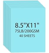 Cardstock 8.5 X 11, 40 Sheets Light Blue Card Stock, 75lb/ 200gsm Copy Paper, Cardstock Printer P...