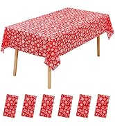 JHDZDHY 6 Pack Christmas Snowflake Tablecloth Disposable Christmas Plastic Tablecloth Table Cover...