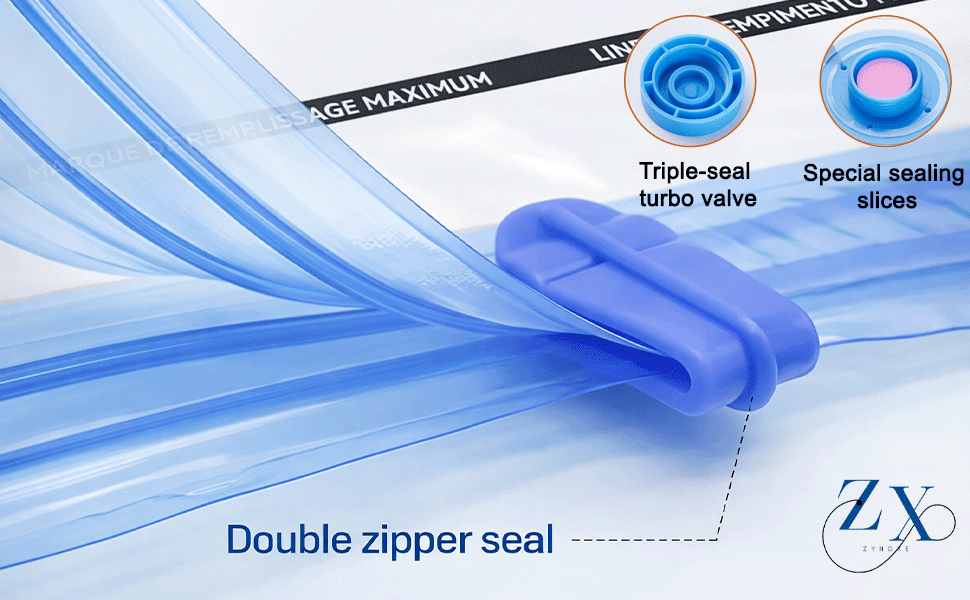 Close-up view of vacuum storage bag showing double zipper seal