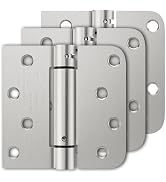 Luxbaro 3 Pack Self Closing Door Hinges, 4 Inch Spring Loaded Hinges with Square & 5/8'' Radius C...
