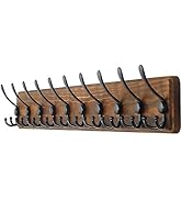 Dseap Coat Rack Wall Mounted - 10 Tri Hooks, 38-1/4" Long, Heavy Duty Wooden Wall Coat Hanger Coa...