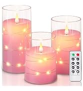 Homemory Flickering Flameless Candles with String Lights, Battery Operated Candles, Embedded Stri...