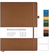 College Ruled Notebook, A4 Hardcover Leather Notebook for Work, Lined Notebook Journal for Women,...