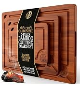 Deer & Oak 3-Piece Carbonized Bamboo Cutting Board Set, Pre-Oiled Wooden Cutting Boards for Kitch...
