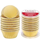 Caperci Standard Cupcake Liners Gold Foil Muffin Baking Cups 150-Pack - Premium Greaseproof & Stu...