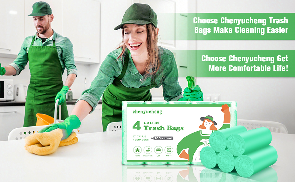 4 gallon Green trash bag 100