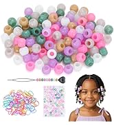 FunisFun Glitter Silicone Hair Beads 120Pcs Soft Shimmery Pony Beads for Braids 6 Colors Hair Acc...