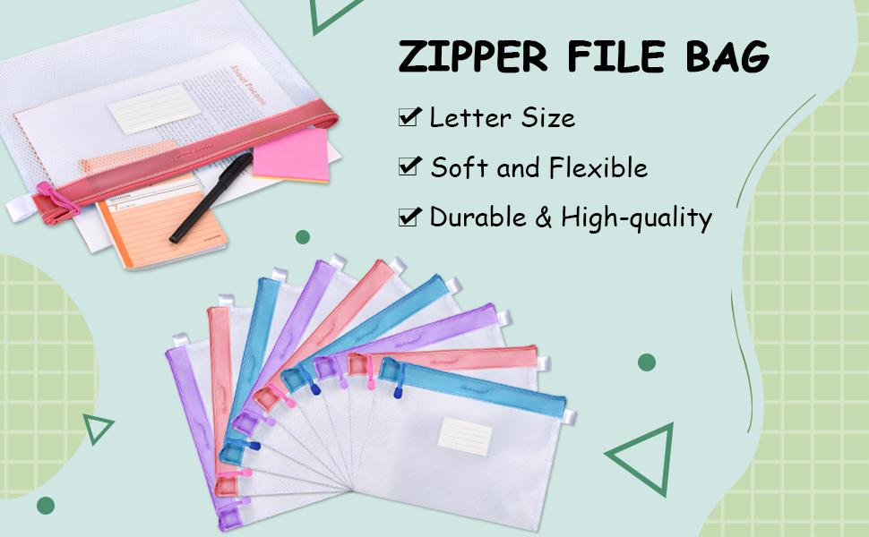 Multipurpose Storage Zipper File Pouch - 4 Colors for Your Choice