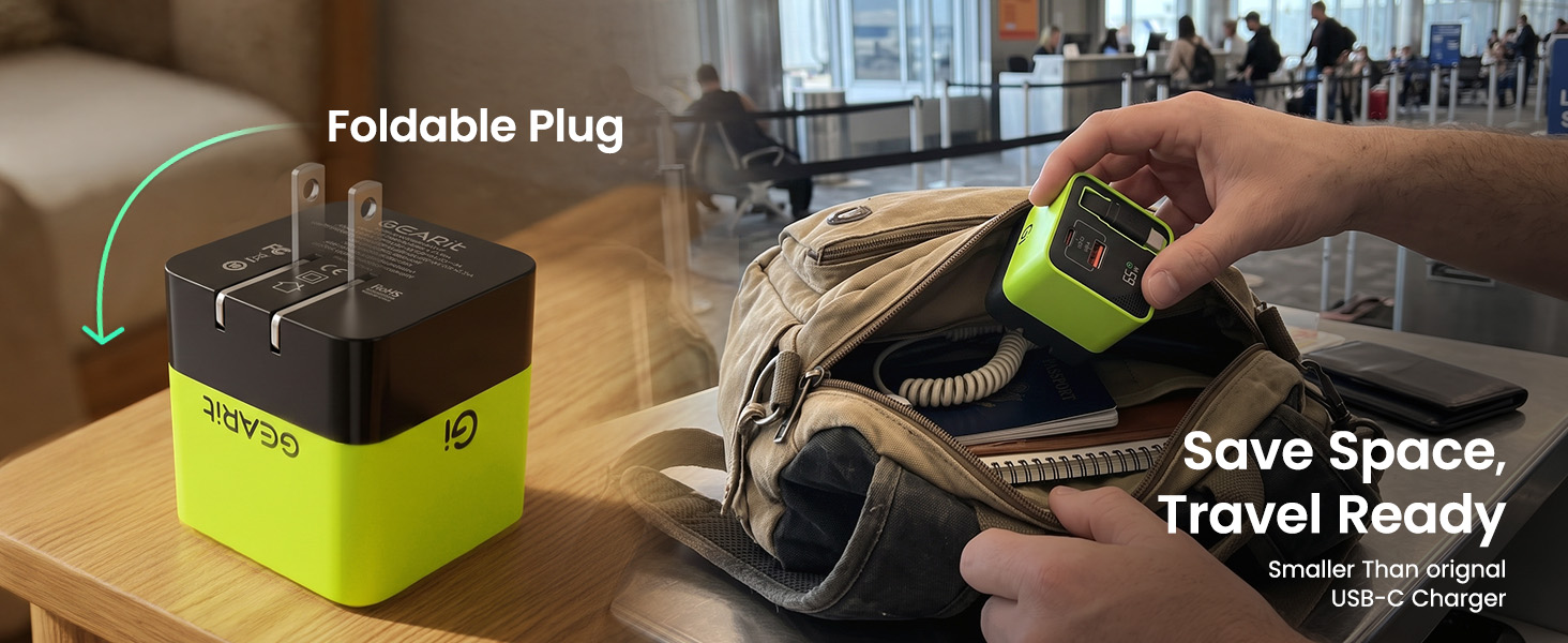 Foldable plug travel ready