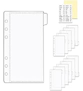 A6 Binder Dividers with Pockets and Tabs Set 12pcs Clear Cash Envelopes Zipless Binder Wallet Pou...