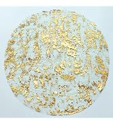Snowkingdom Gold Placemats Set of 24 Round 13 Inch Foil Mesh Pressed Fall Disposable Table Mates ...