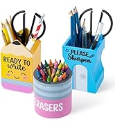 MALLMALL6 3Pcs Pencil Sharpen Eraser Shaped Pencil Holder, Back to School Wooden Caddy Case Gifts...