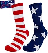 Kannove American USA Flag Socks,Patriotic Red White and Blue Stars & Stripes Accessories for 250t...