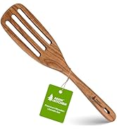 AIUHI Premium Wooden Slotted Spatula, Durable Teak Wood Cooking Spatula, Comfort Grip Wooden Kitc...