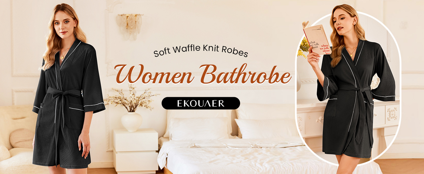 Robes for Women Short Knit Bathrobe