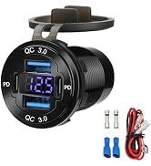 ULITECO 12V USB Outlet 4-Port, 78W Dual PD30W & QC3.0 Fast Charger, Waterproof Aluminum Alloy 12v...