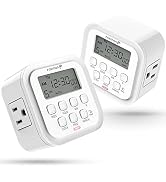 Fosmon 7 Day Digital Timers for Electrical Outlets, Indoor Plug-in Light Timers Switch Programmab...