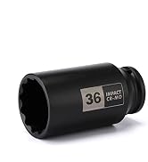EMENTOL 1/2 Inch Drive Deep Spindle Axle Nut Impact Socket, CR-MO, 12 Point, Metric, Deep 12PT Im...