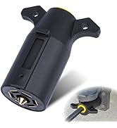 Sixzoo 7 Pin Trailer Plug, Waterproof 7 Way Trailer Plug Flat Blade Connector, Heavy Duty Trailer...