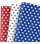 JarThenaAMCS 9 Sheet Star Wrapping Paper -Not Roll- Red Blue White Gift Wrap Craft Paper Folded F...