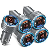 USB C Car Charger 5 Pack, 65W Dual 12V USB C & USB A Car Charger with Voltage Display Multi Port ...