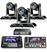 Tenveo PTZ Bundle/Kits - 20X AI Auto-Tracking NDI PTZ Camera(*3) with HDMI/USB3.0/LAN(PoE), 7’’ L...