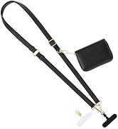 MoKo Clip And Go Strap Phone Lanyard, Leather Cell Phone Strap with Zippered Wallet Pouch