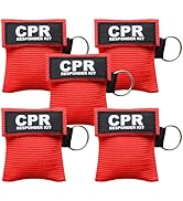 AOUTACC 5PCS CPR Mask and PVC Disposable Gloves for Pocket or Key Chain, CPR Emergency Face Shiel...