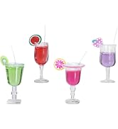 4Pcs Miniature Dollhouse Beverage Set, Resin Wine and Juice Bottles with Cocktail Cups, 3.5 x 1 c...
